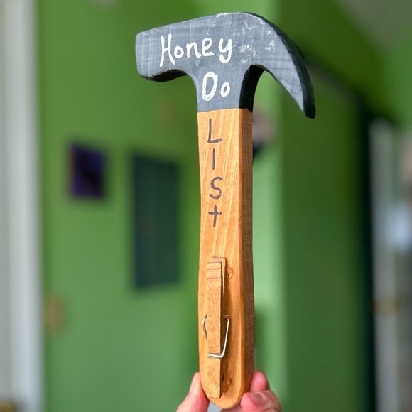 Handmade Wooden Hammer Honey To Do List Clip Wall Hanging Decor Art - Picture 6 of 6